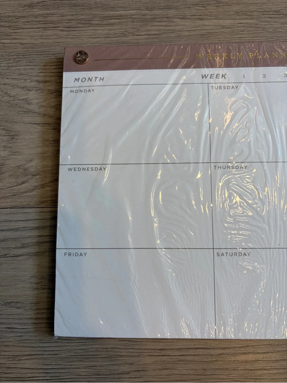 Weekly Desk Planner Pad - White and Rose Gold